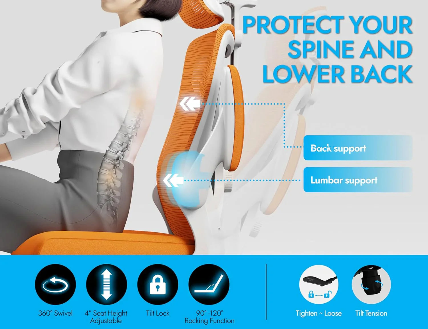 Bureau et chaise d'ordinateur de bureau, chaise de jeu, avec support lombaire et appui-tête