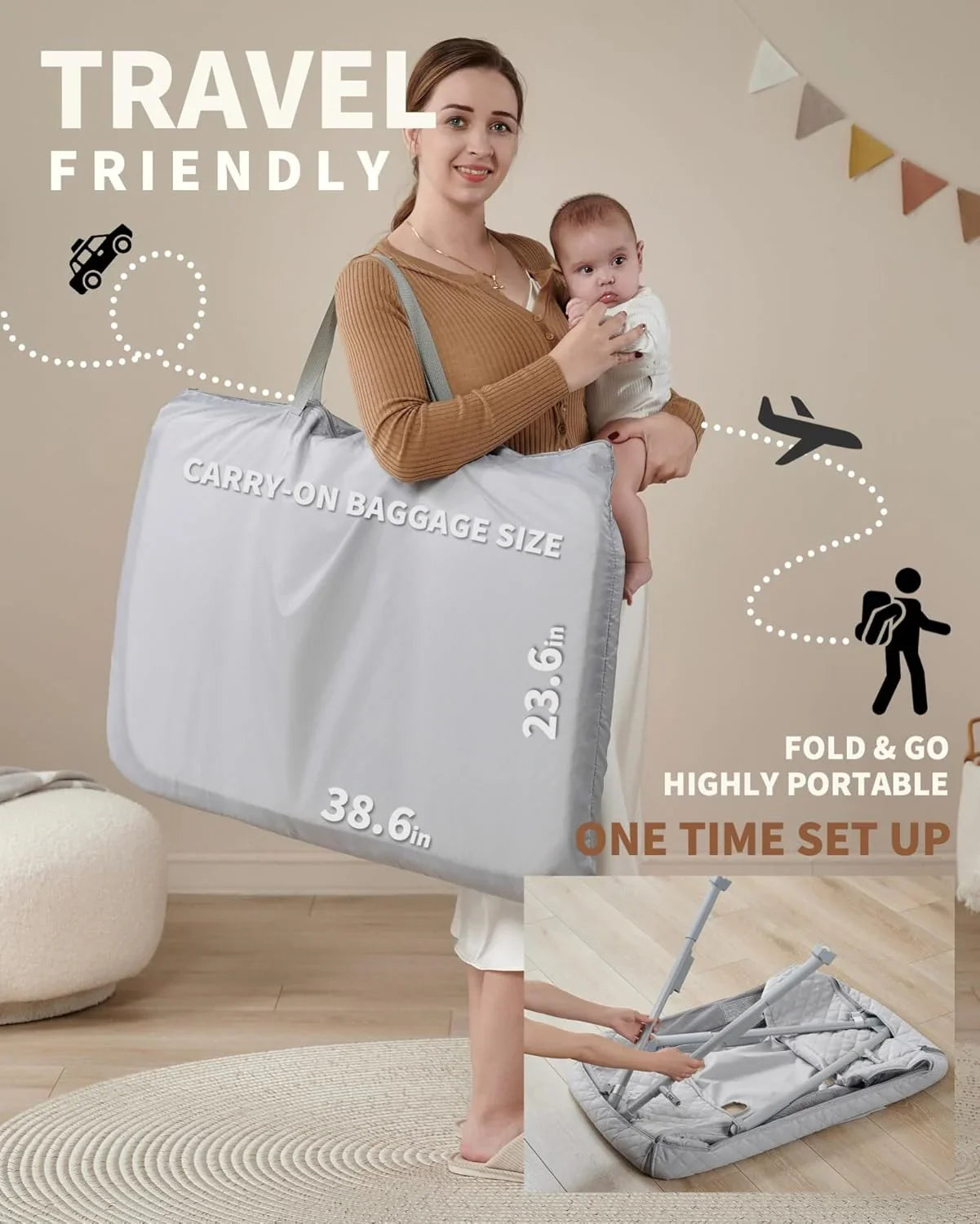 Berceau de chevet pour nouveau-né, berceau de chevet avec 4 positions de verrouillage automatique et hauteur réglable, maille respirante et matelas