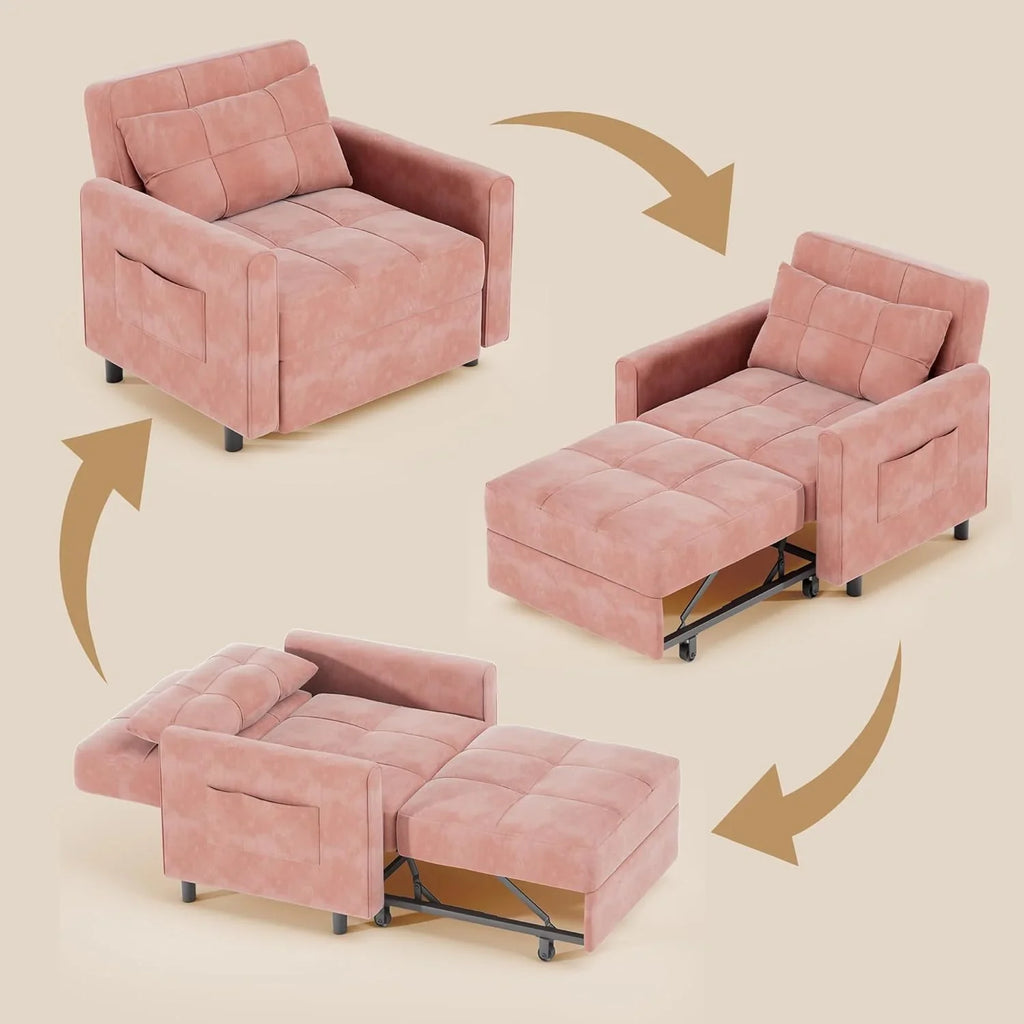 Canapé-lit convertible 3 en 1, convertible en lit simple gigogne avec dossier réglable, spacieux et multifonctionnel