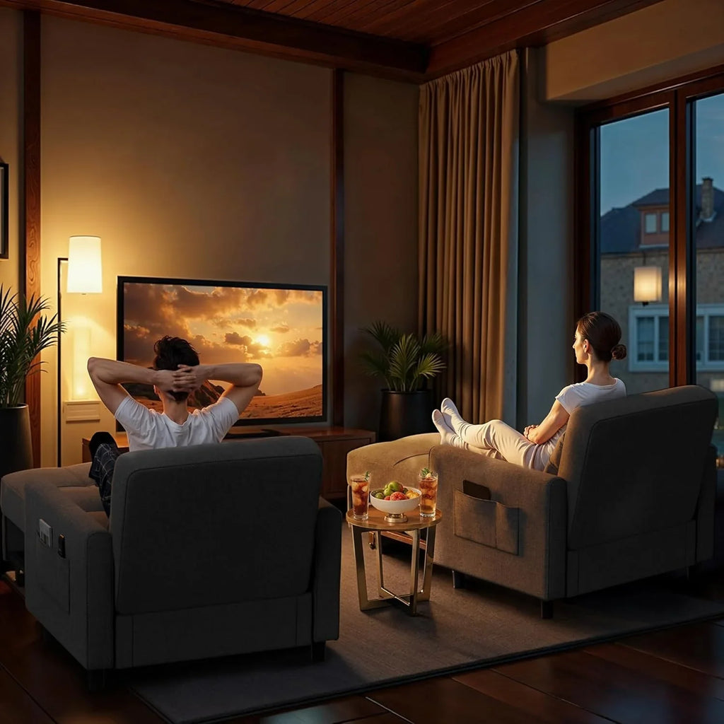 Canapé-lit convertible 3 en 1, convertible en lit simple gigogne avec dossier réglable, spacieux et multifonctionnel