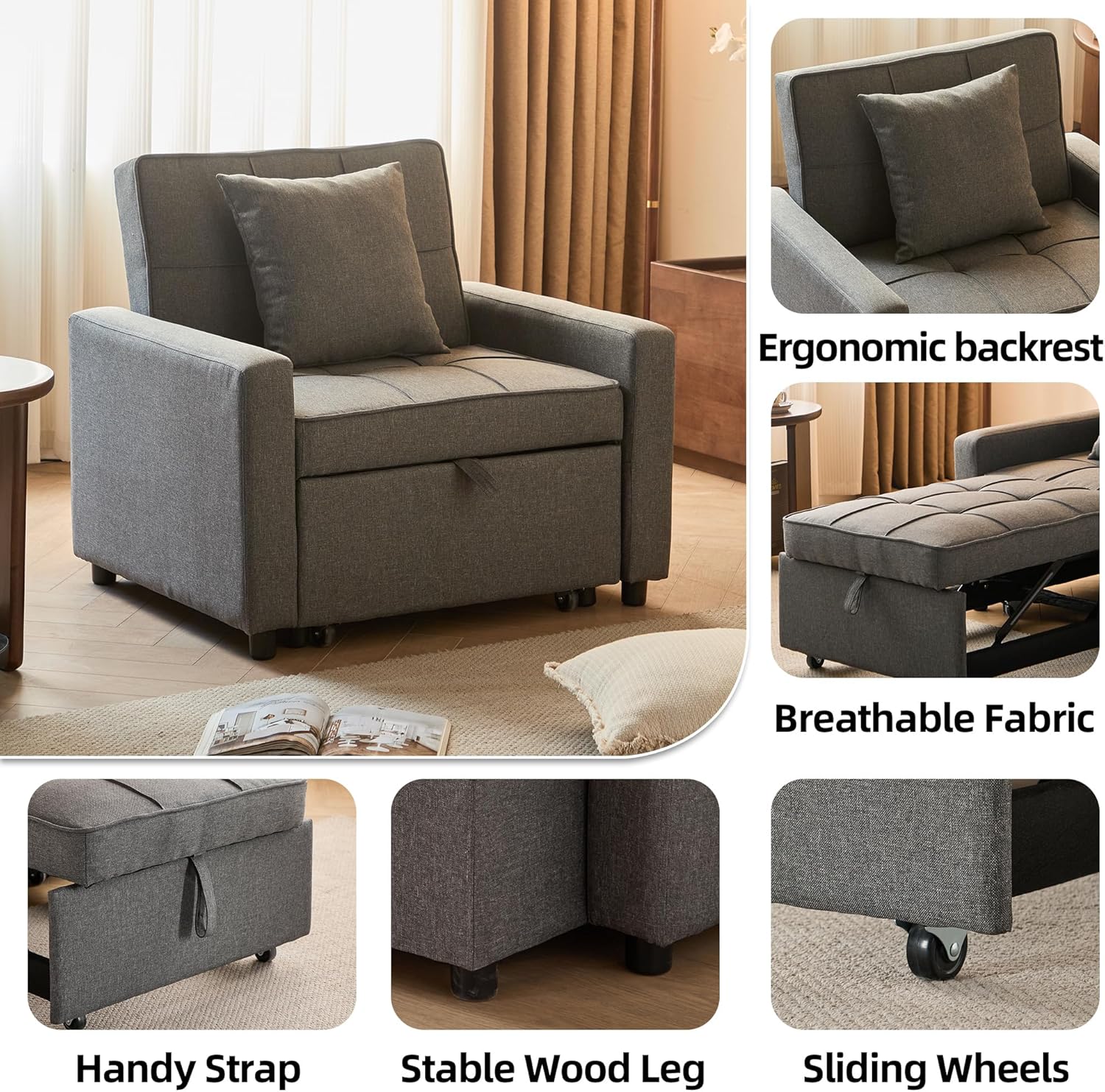 Canapé-lit convertible avec lit gigogne