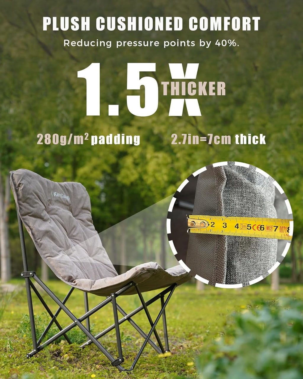 Chaise papillon, chaise de camping extra large, épaisse et confortable, chaise pliante portable, siège robuste de 400 lb