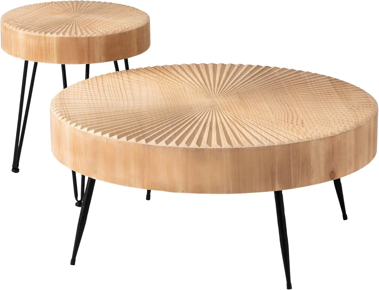 Ensemble de deux tables basses de salon de style ferme moderne