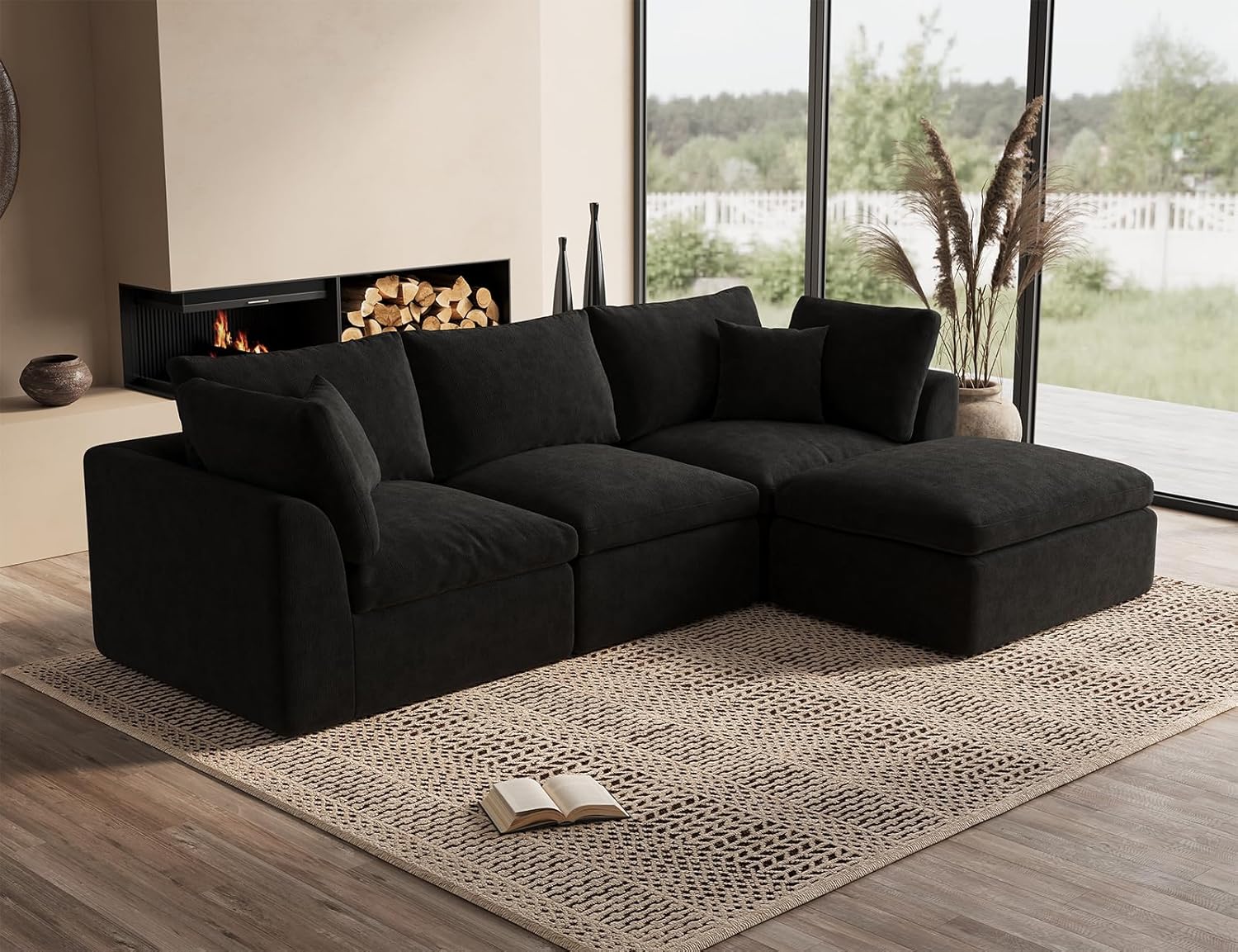 Canapé sectionnel Cloud de 110 pouces pour le salon, canapé convertible en L, canapé sectionnel 3 places