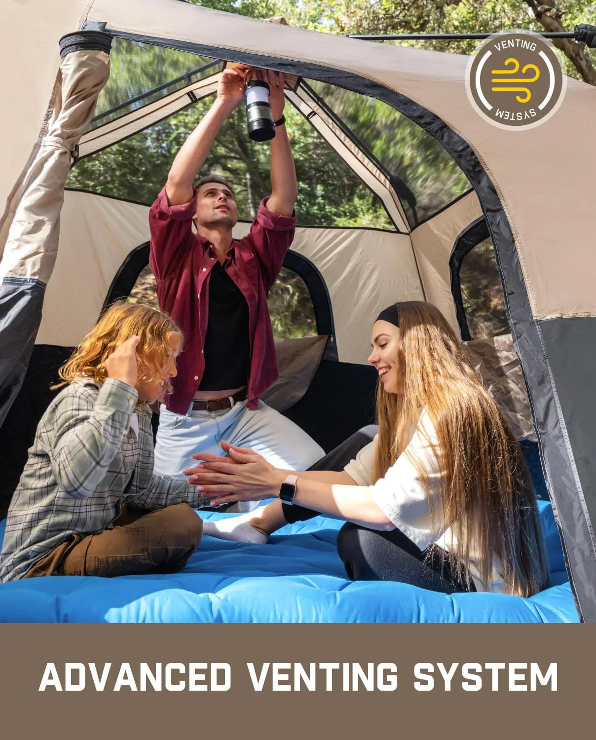 Tente de camping portable pour 4/6/8/10 personnes avec cabine instantanée et résistante à la pluie et au vent