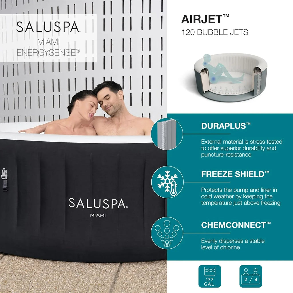 Spa gonflable Bestway SaluSpa Miami EnergySense AirJet (180 x 66 cm) | Spa portable avec 2 housses