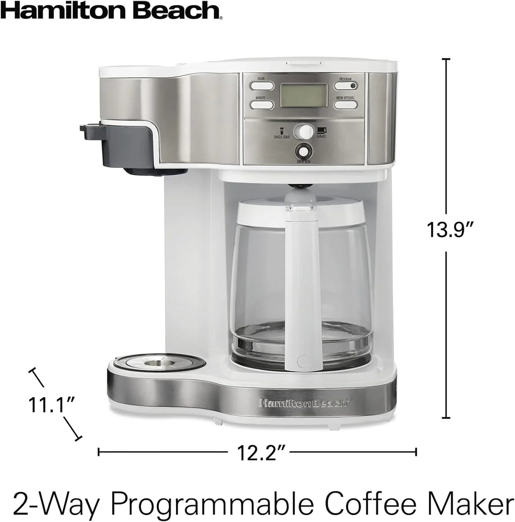 Cafetière filtre programmable Hamilton Beach 2 voies 12 tasses, dosette individuelle, cafetière en verre