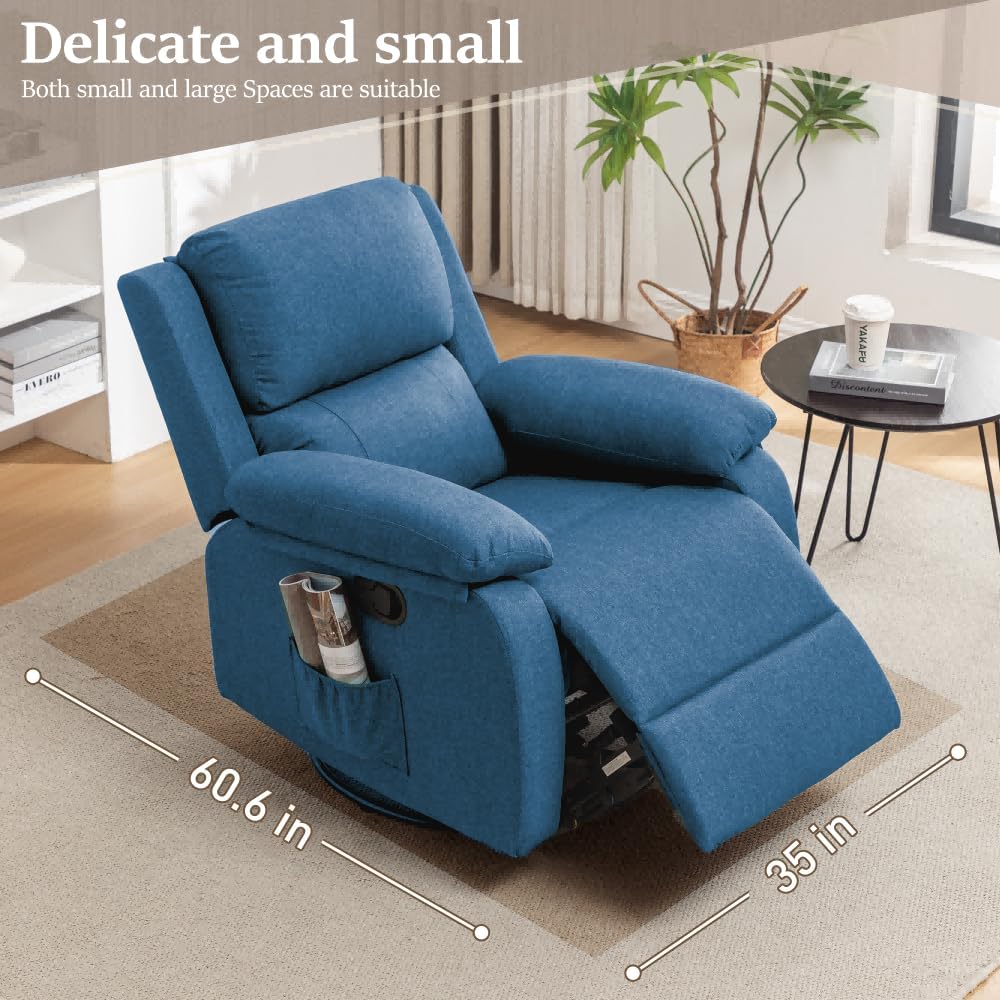 Fauteuil à bascule inclinable pivotant à 360 degrés en tissu coulissant