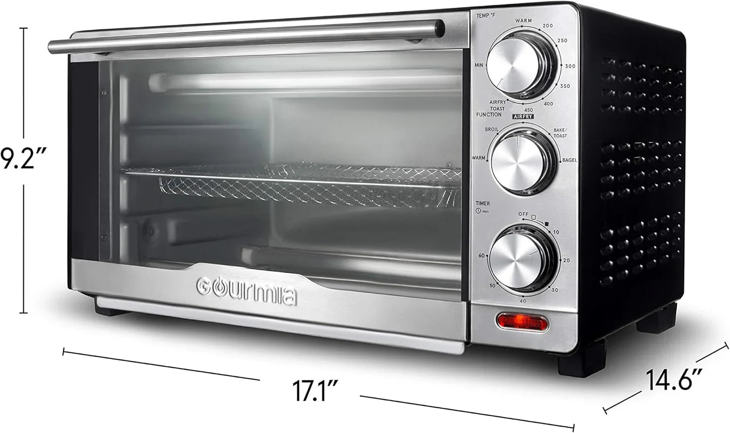 Friteuse à air combinée Gourmia avec 17 préréglages de cuisson, capacité de 24 L, grille de convection et plaque de cuisson