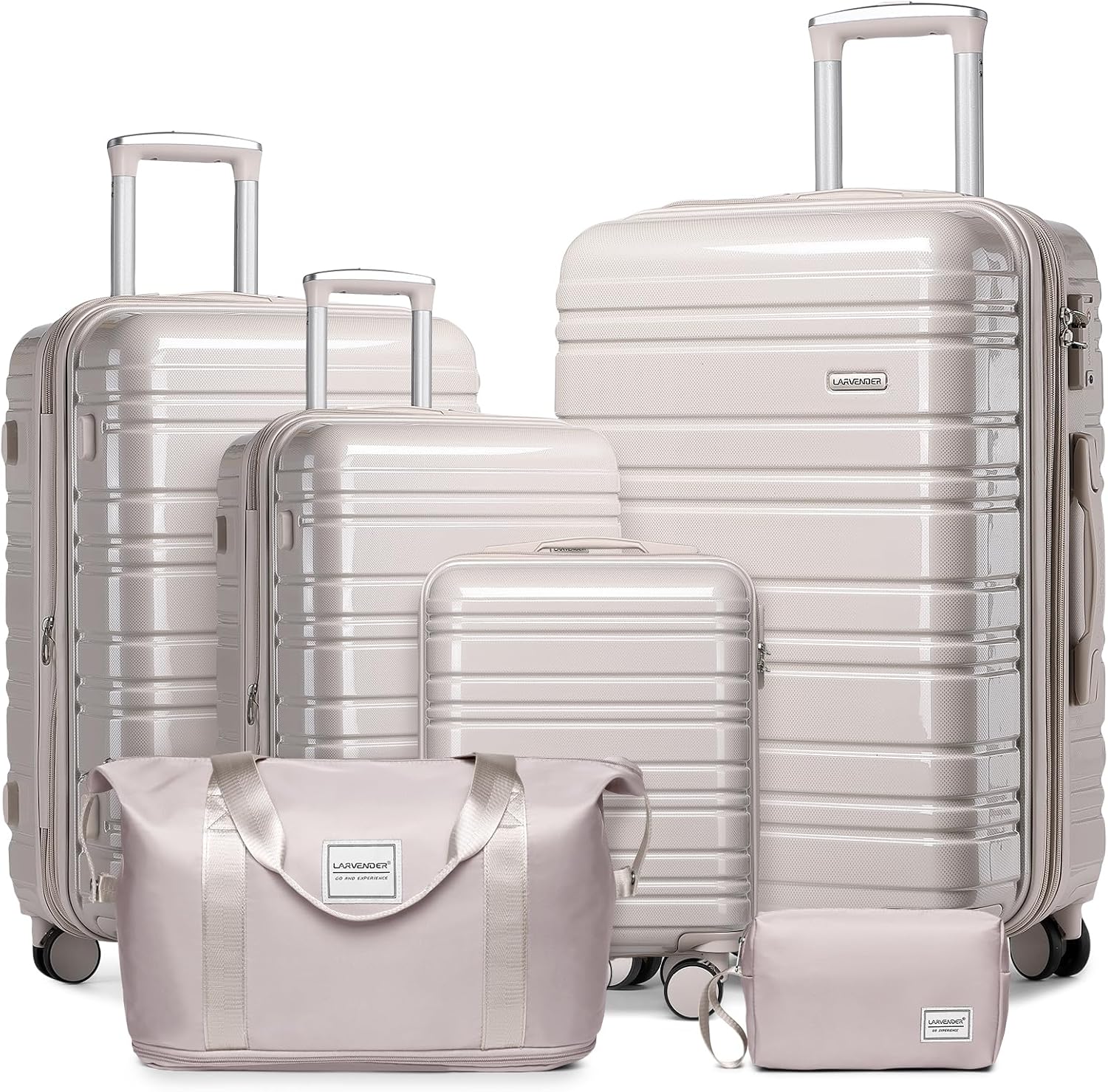 Ensemble de bagages 6 pièces, ensemble de valises rigides extensibles avec roulettes pivotantes, ensemble de bagages à roulettes légers