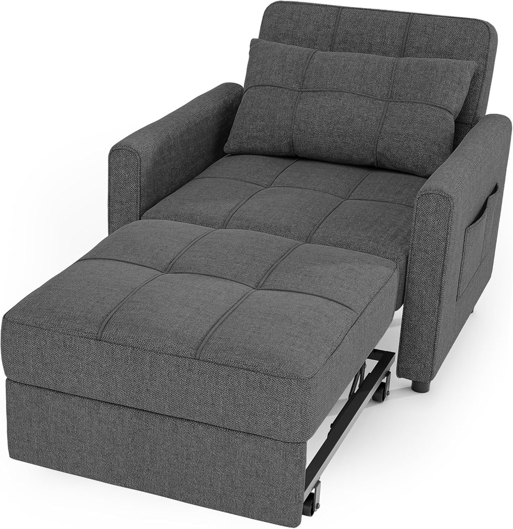 Canapé-lit convertible 3 en 1, convertible en lit simple gigogne avec dossier réglable, spacieux et multifonctionnel