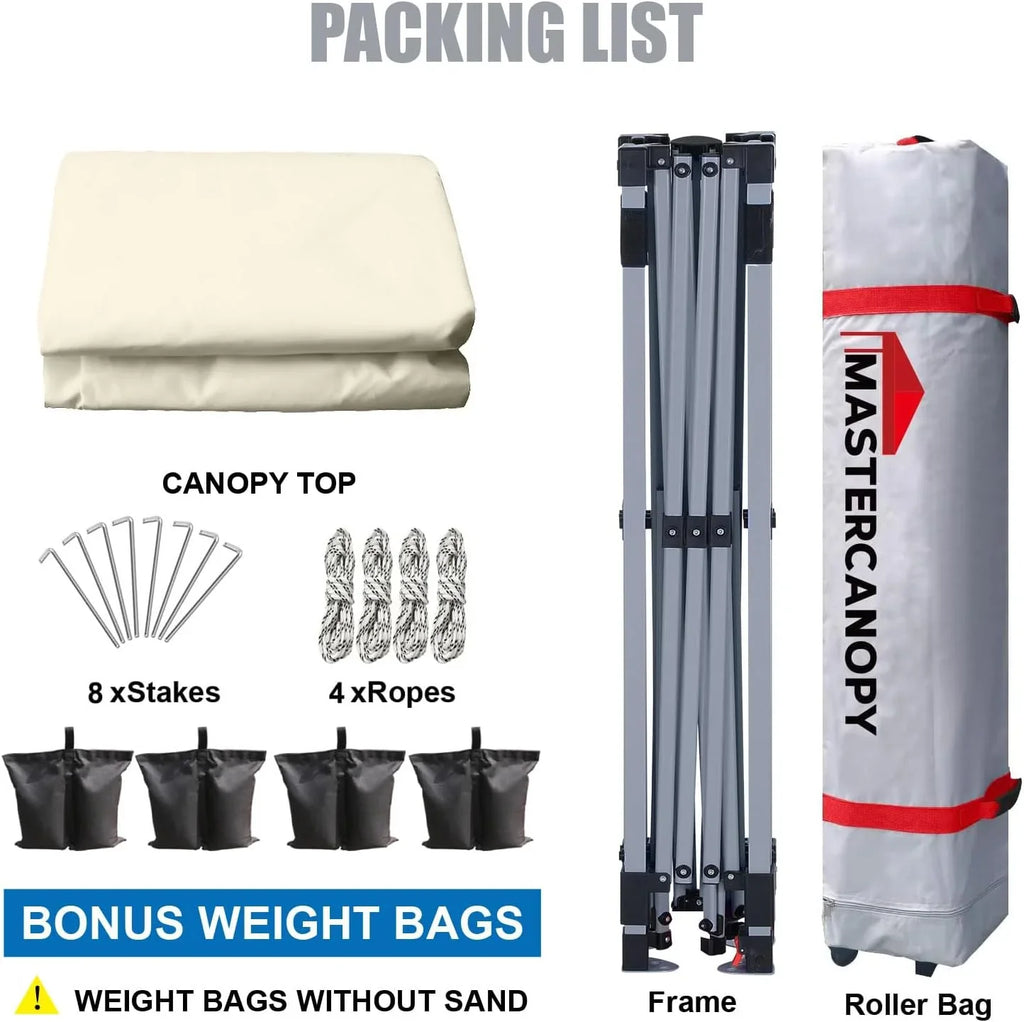 Tente pop-up robuste avec sac à roulettes (10 x 10, noir)