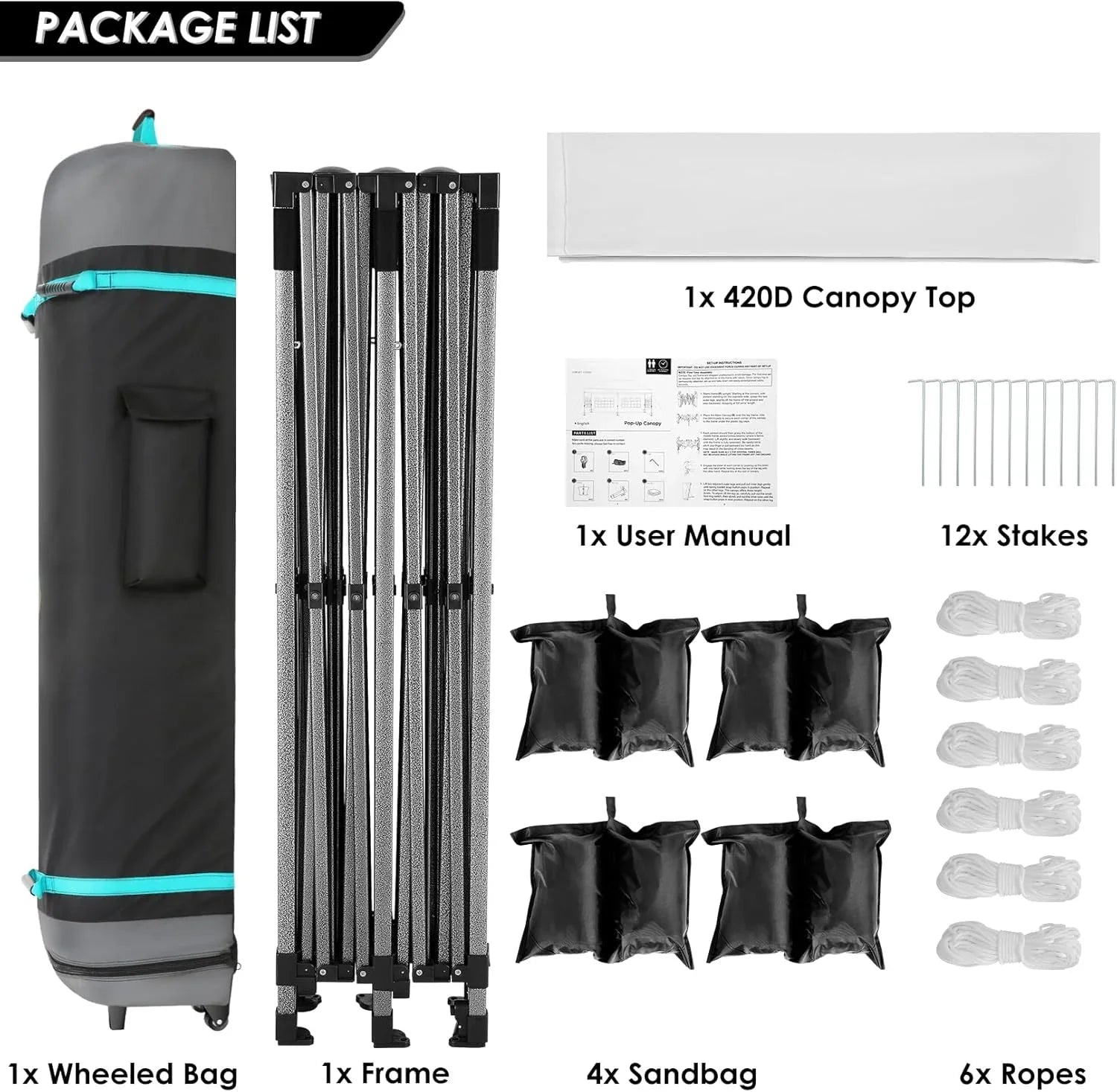 Tente pop-up robuste COBIZI 10x20 avec 6 parois latérales, facile à installer