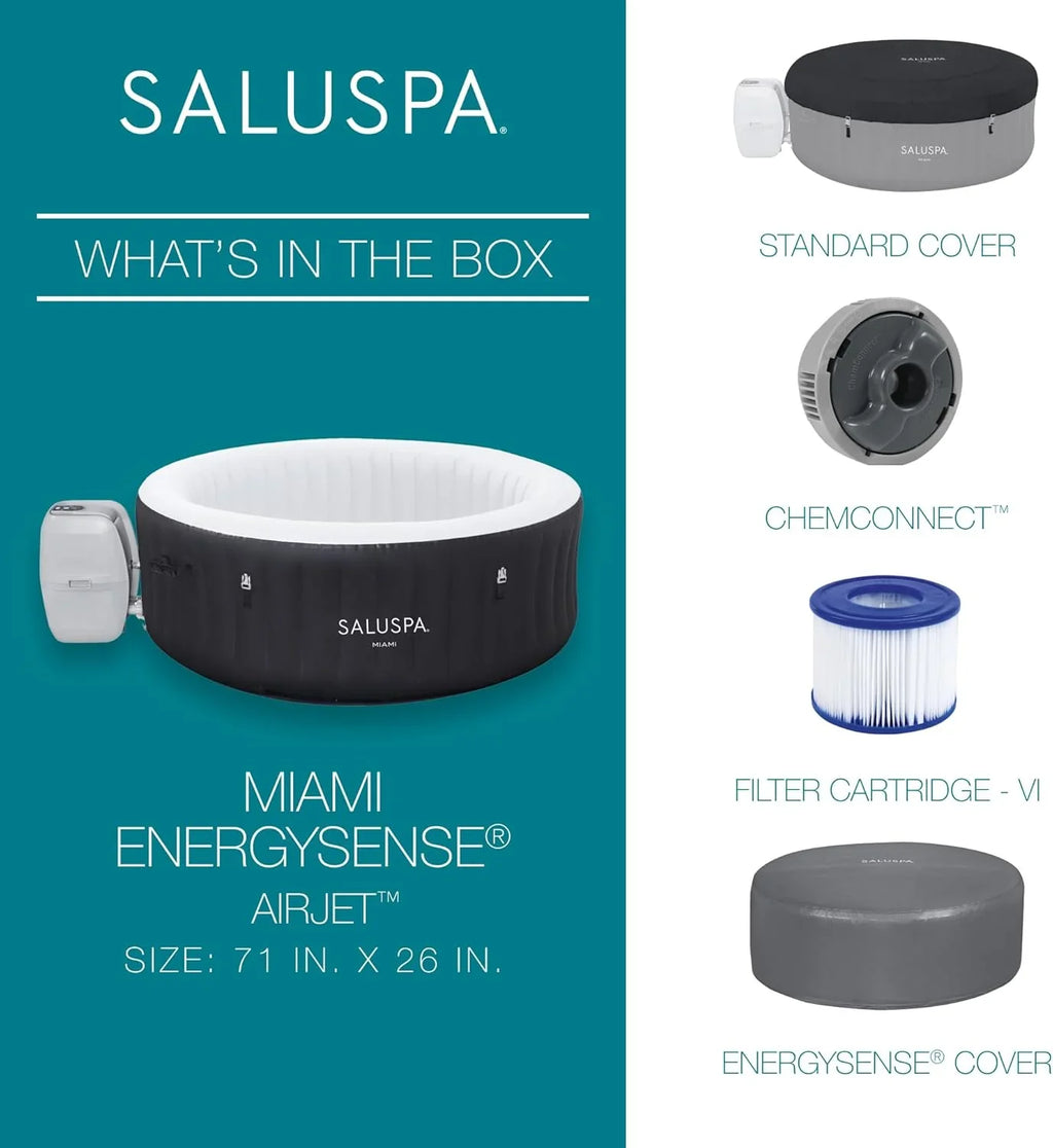 Spa gonflable Bestway SaluSpa Miami EnergySense AirJet (180 x 66 cm) | Spa portable avec 2 housses