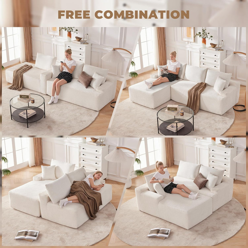 Canapé nuage de 110 pouces, canapé désossé dans le salon, canapé modulable avec sièges profonds