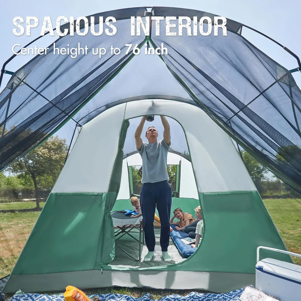 Tente de camping familiale PORTAL 6/8/10 personnes avec moustiquaire, grande tente tunnel étanche