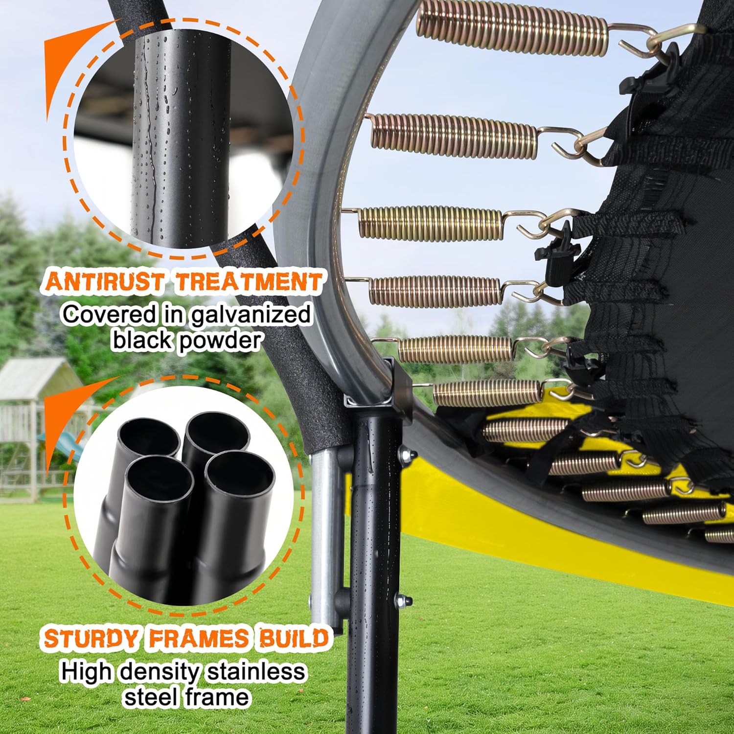 Trampoline Trampoline de loisirs avec filet de clôture et échelle, trampoline d'extérieur antirouille pour enfants et adultes