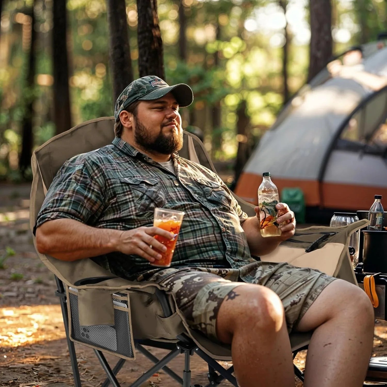 Chaise de camping double extra large - Canapé confortable pour 2 personnes, causeuse pour adulte - Chaise de jardin robuste