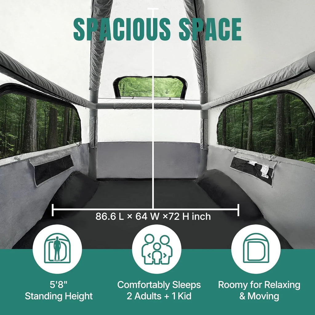 Tente de camion gonflable de 1,6 à 2,4 m, adaptée à 2+1 personnes/famille