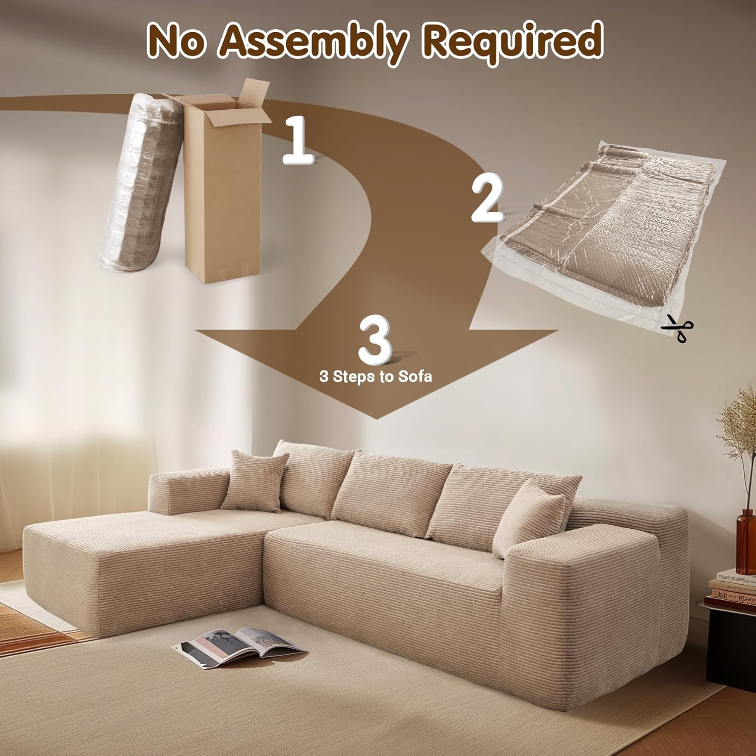 Canapé Ovios 104" Cloud Section Fauteuil en L, canapé modulaire moderne