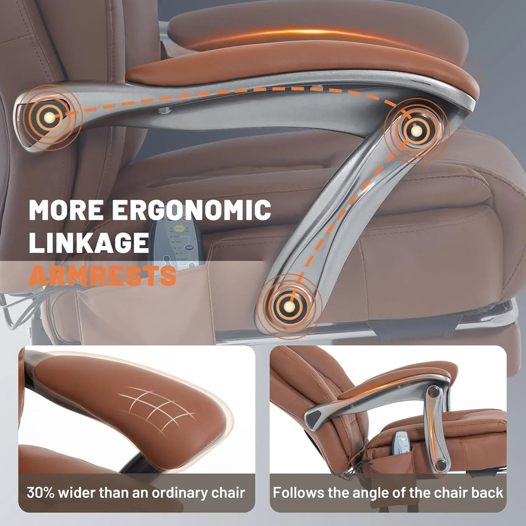 Fauteuil de bureau massant avec chauffage et repose-pieds Fauteuil de bureau ergonomique inclinable pour cadres