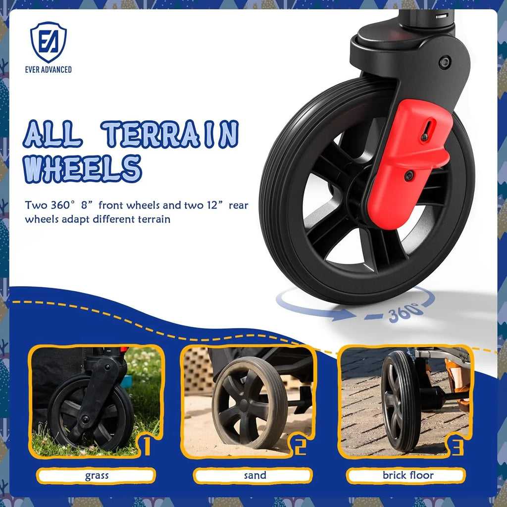 Poussette de voyage à fermeture éclair latérale EVER ADVANCED, poussette push-pull,