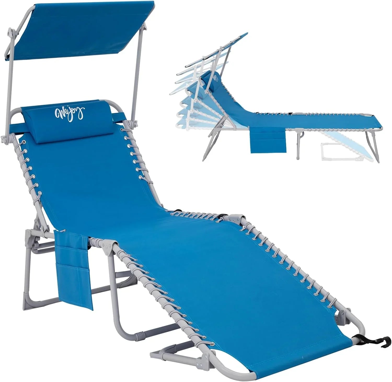 Lot de 2 chaises longues d'extérieur - Chaise longue pliante portable pour patio, piscine, camping, inclinable et réglable sur 5 positions