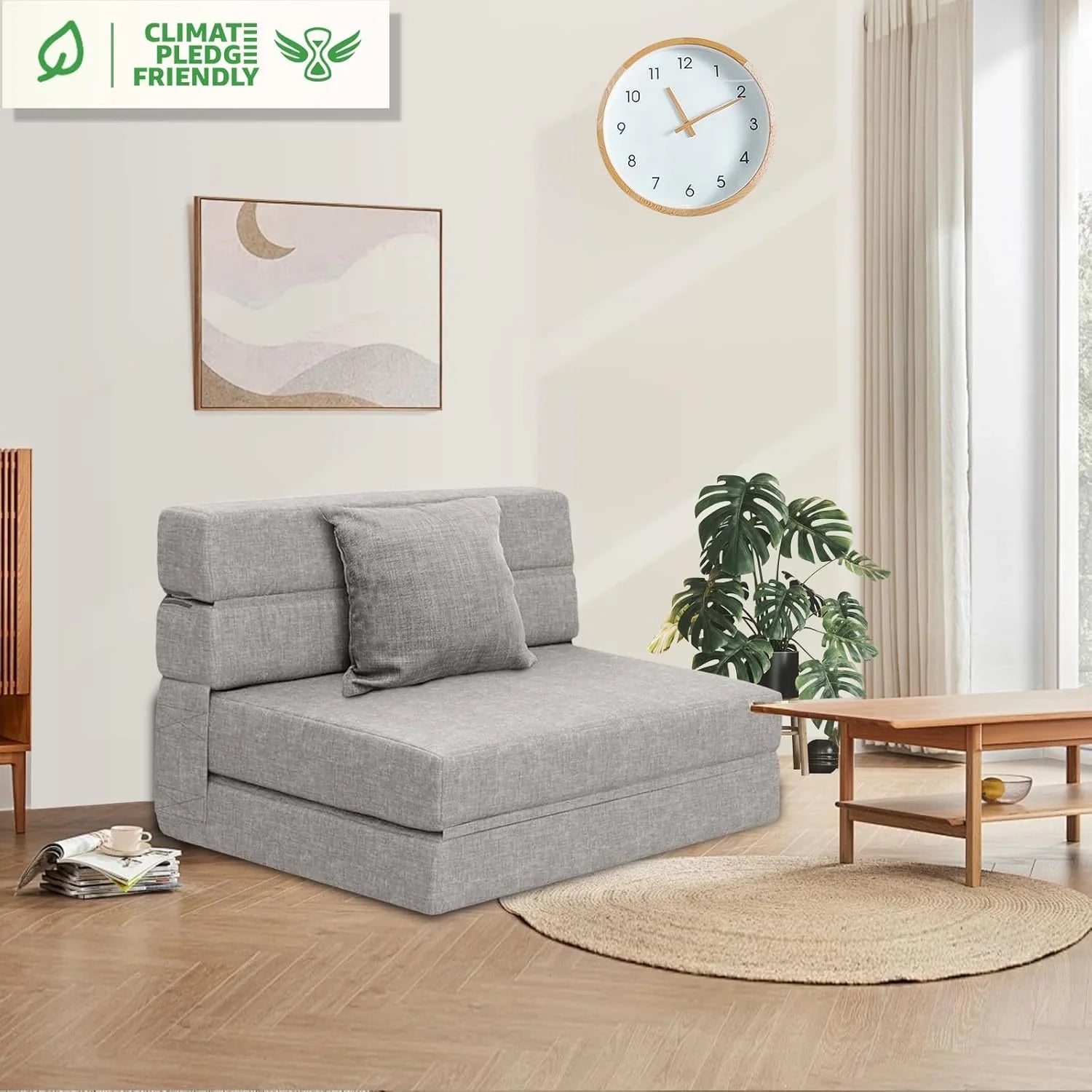 Canapé-lit gigogne de 60 pouces, canapé en mousse à mémoire de forme avec 2 oreillers, lit futon, lit d'appoint et canapé-lit,