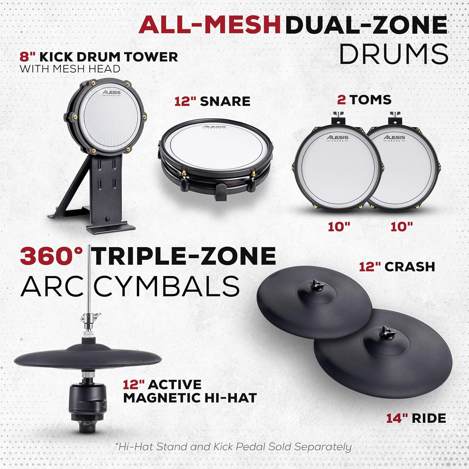 Batterie électronique Alison Strata Prime avec écran tactile et tête à grille double zone