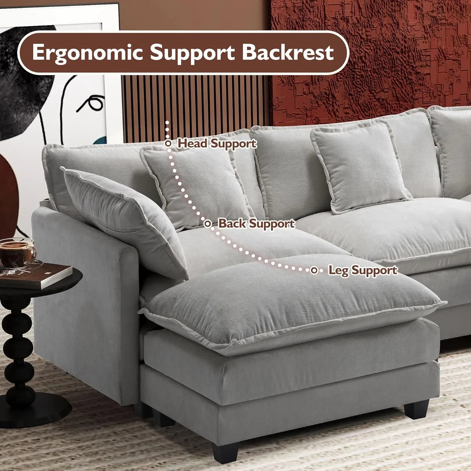 Canapé modulaire moderne en forme de U de 146 pouces d'ihanherry