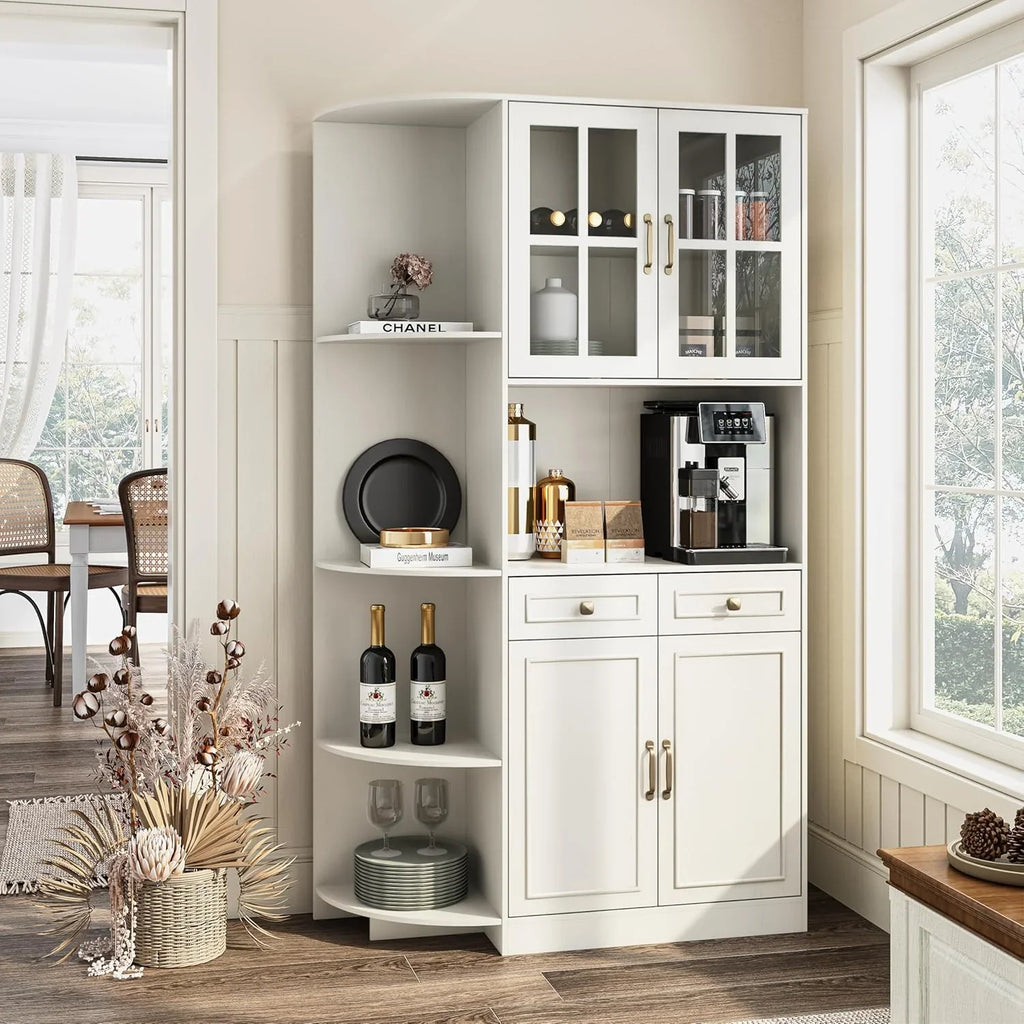 Armoire de garde-manger de 180 cm de haut avec portes vitrées