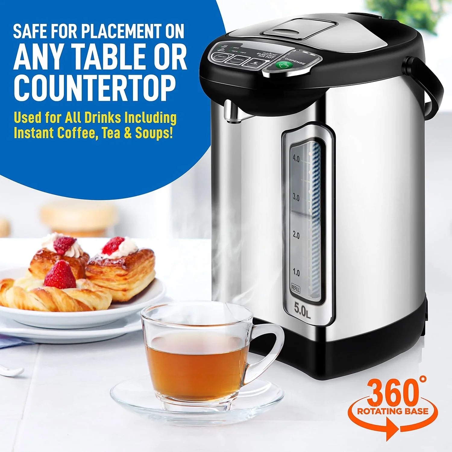 Chauffe-eau et distributeur d'eau chaude NutriChef, distributeur de boissons électrique 8 L