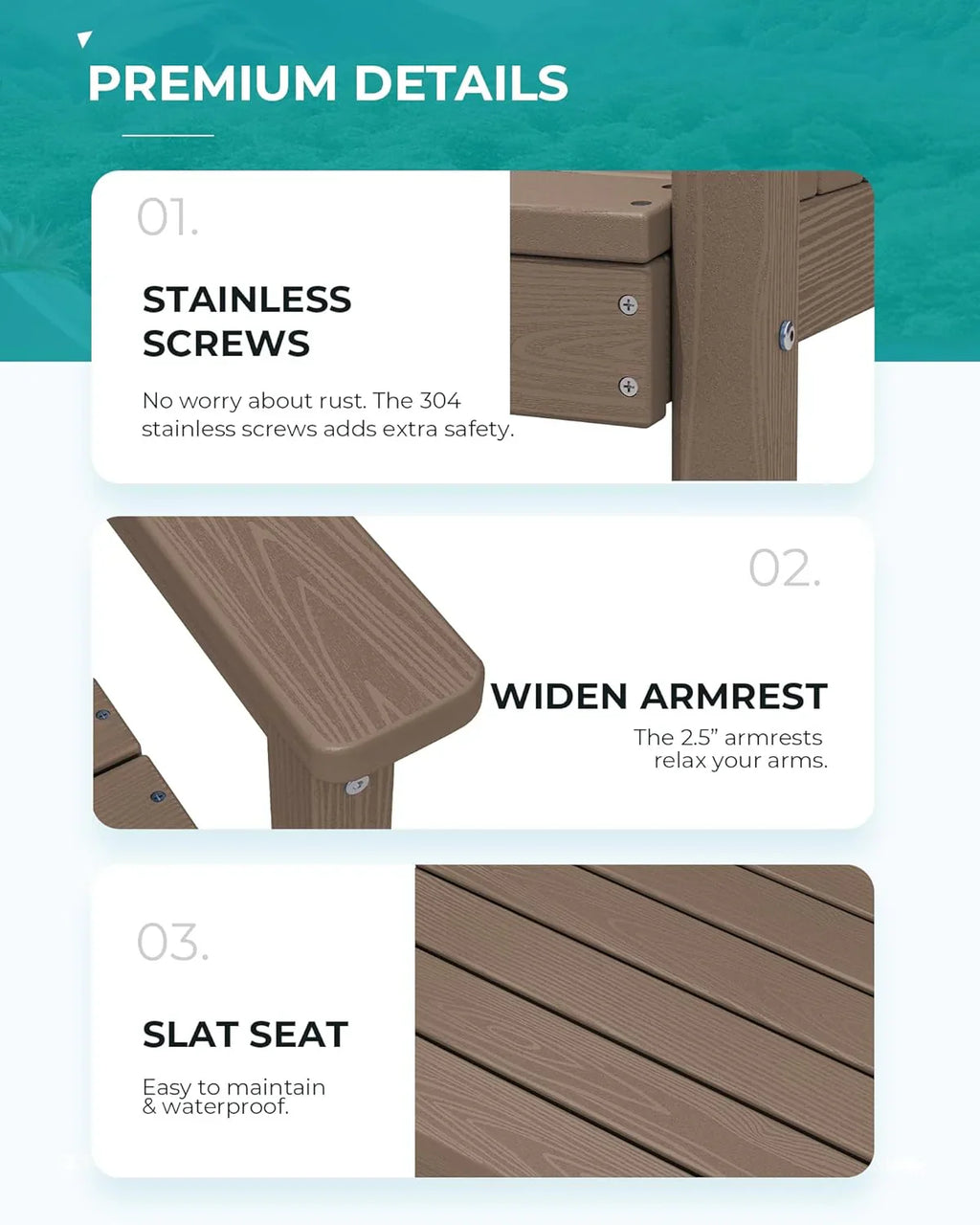 Ensemble de salle à manger d'extérieur en PEHD, 7 pièces, avec table découpée pour parasol et 6 chaises