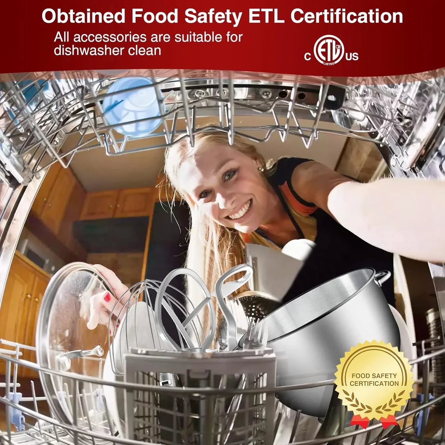 Batteur sur socle 6,5 pintes 660 W 6 vitesses à tête inclinable, batteur électrique de cuisine