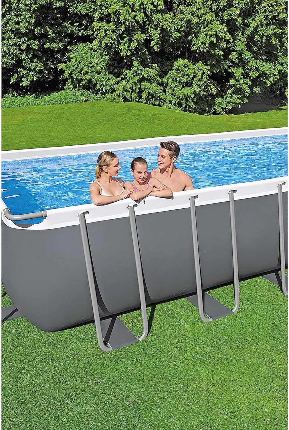 Piscine hors sol ovale Power Steel 4,3 m x 2,4 m x 100 cm | Comprend une pompe de filtration de 2070 litres, une échelle et un distributeur ChemConnect.