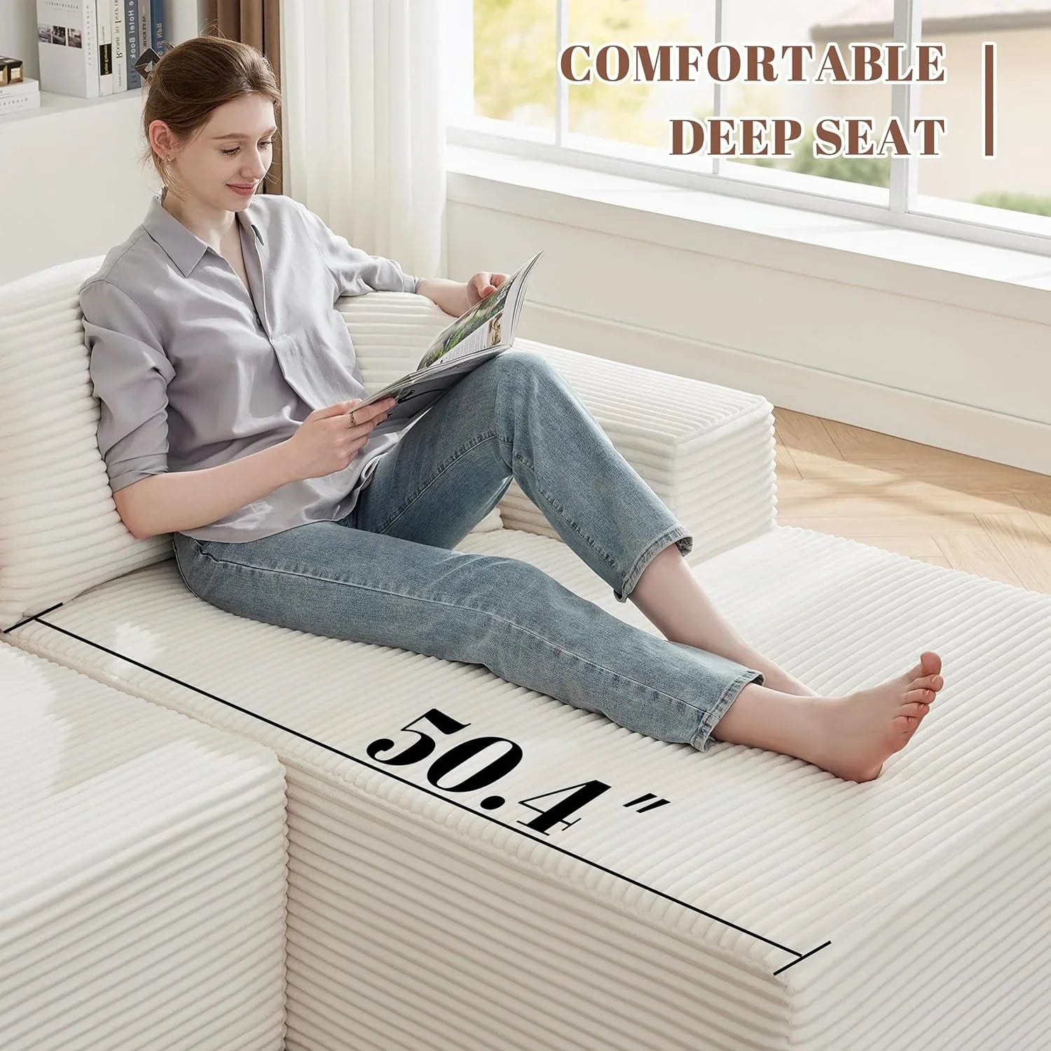 Canapé nuage de 110 pouces, canapé désossé dans le salon, canapé modulable avec sièges profonds