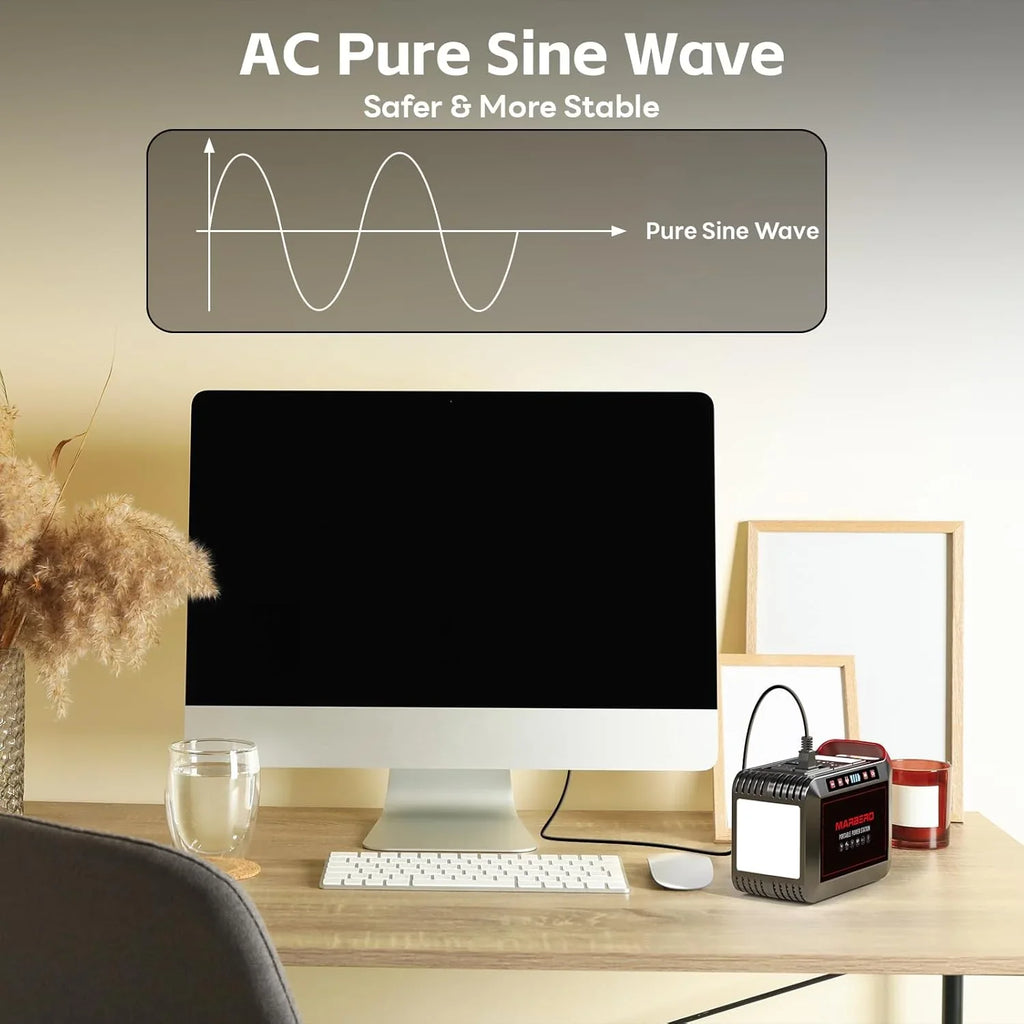 Centrale électrique portable 88 Wh, générateur solaire au lithium pour camping, charge rapide avec prise secteur, batterie externe de 120 W de pointe