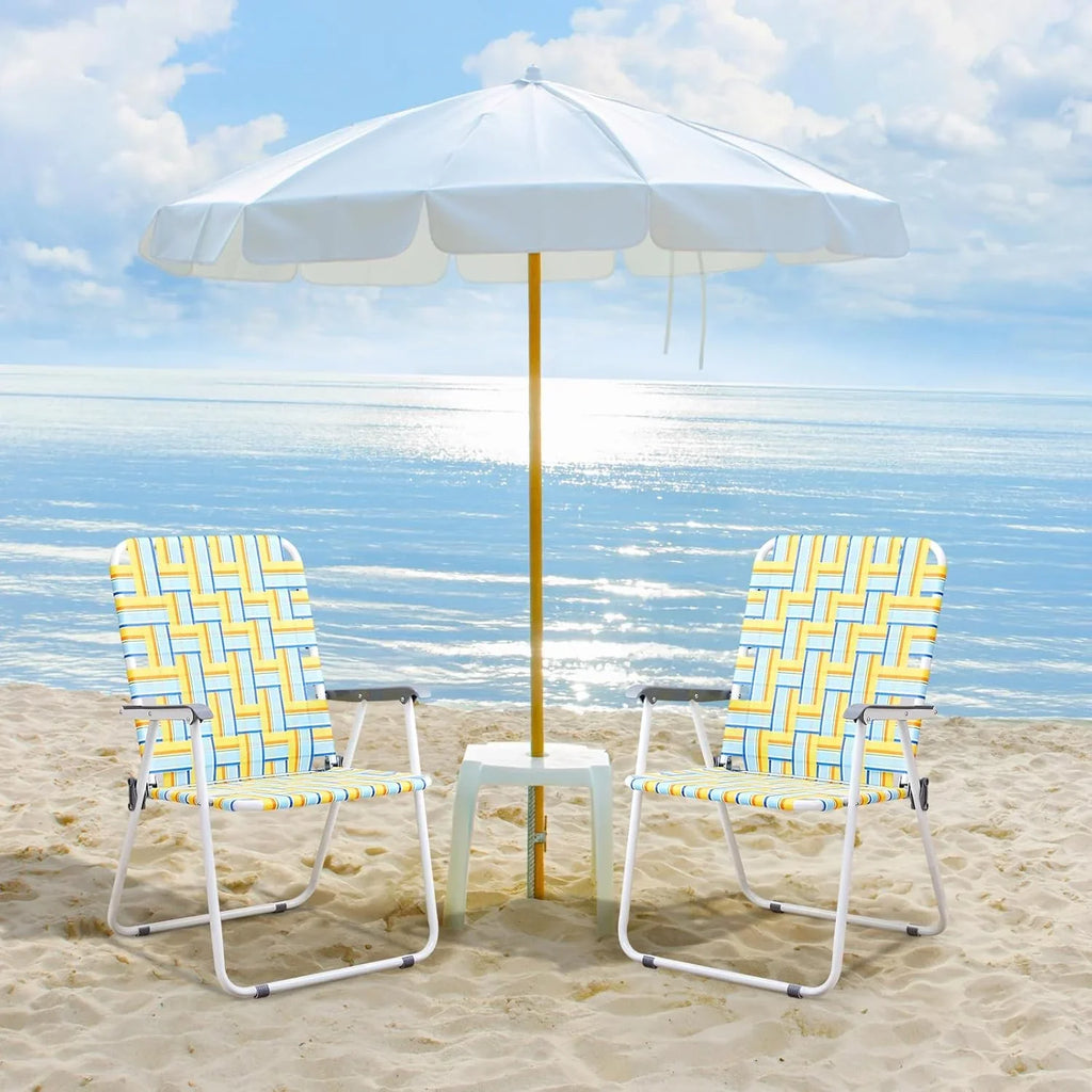 Lot de 2 chaises pliantes en toile pour patio VINGLI, chaise de plage portable pour extérieur, chaise de camping
