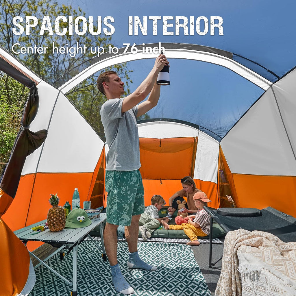 Tente de camping familiale PORTAL 6/8/10 personnes avec moustiquaire, grande tente tunnel étanche
