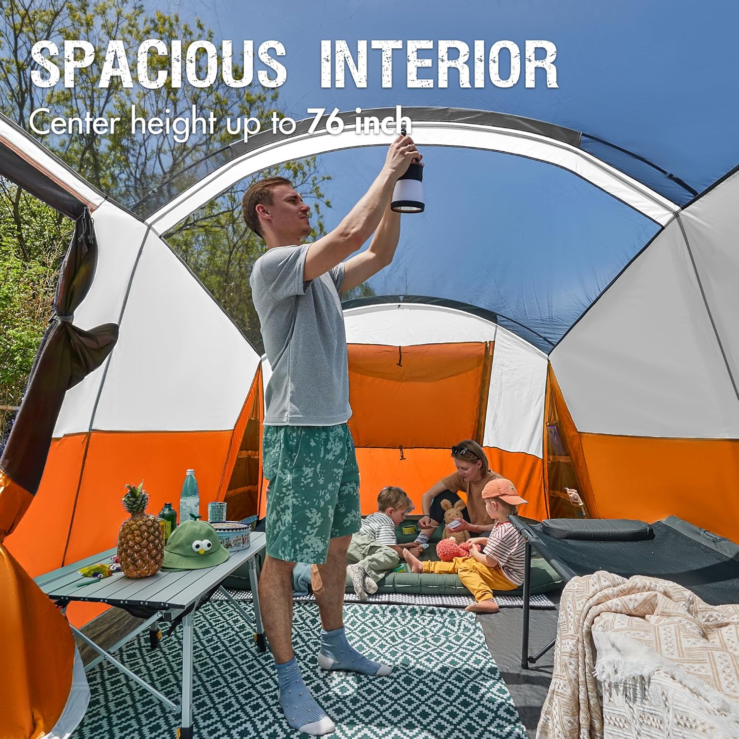 Tente de camping familiale PORTAL 6/8/10 personnes avec moustiquaire, grande tente tunnel étanche