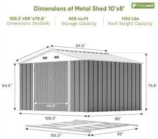 Patiowell Abri de rangement extérieur 5 x 3 pi, abri à outils avec toit en pente et porte verrouillable