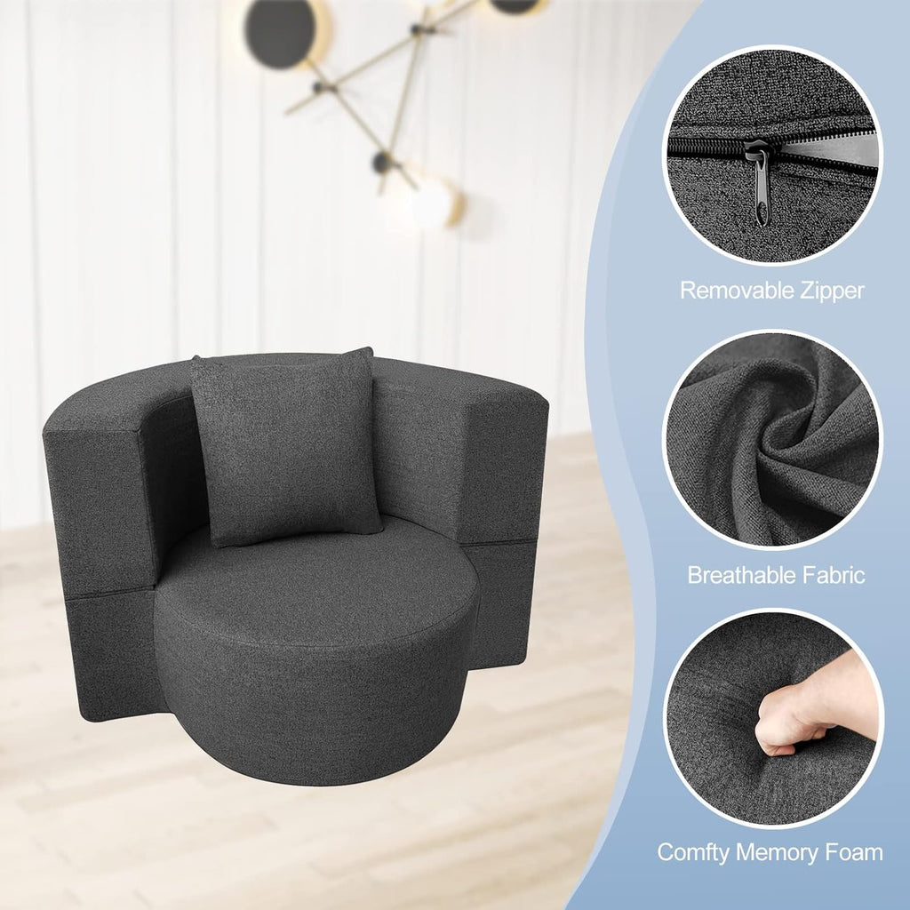 Canapé-lit gigogne de 60 pouces, canapé en mousse à mémoire de forme avec 2 oreillers, lit futon, lit d'appoint et canapé-lit,