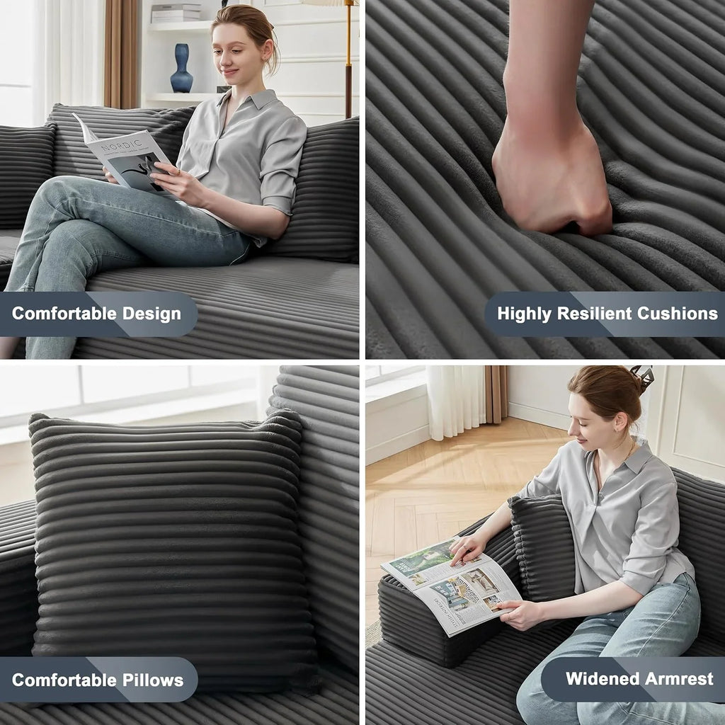 Canapé nuage de 110 pouces, canapé désossé dans le salon, canapé modulable avec sièges profonds