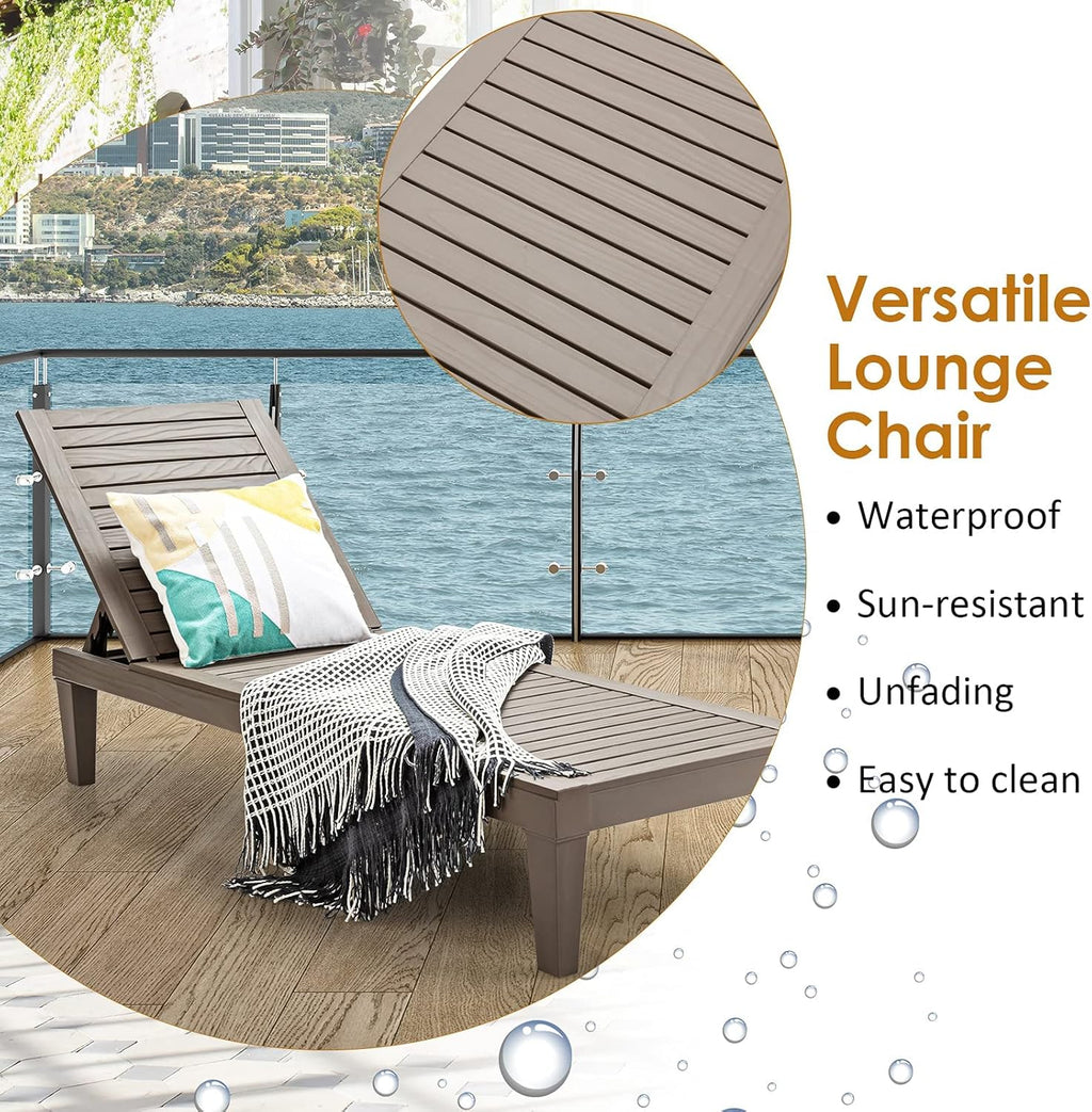 Chaise longue d'extérieur légère avec dossier réglable et 5 positions d'inclinaison