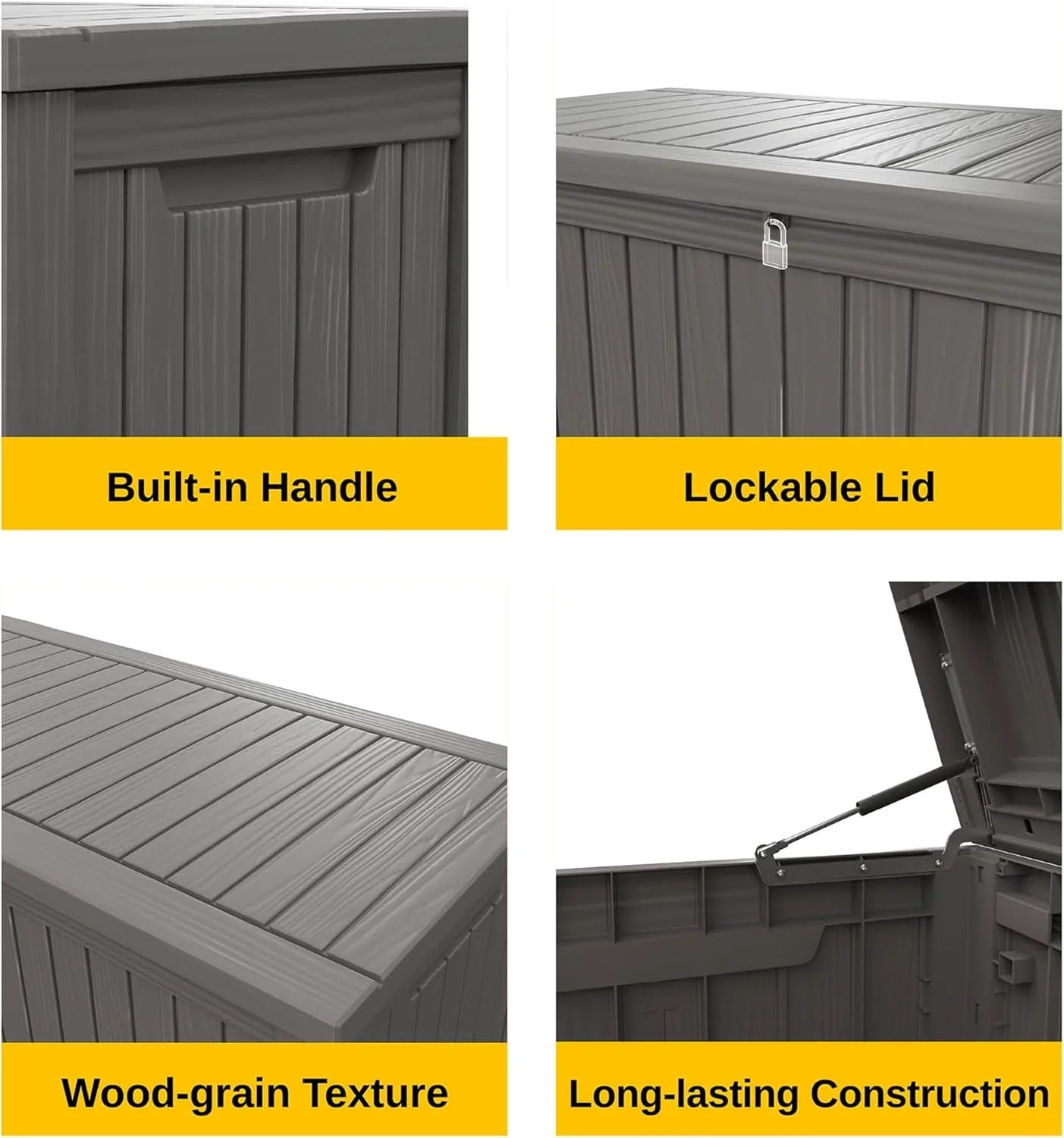 Coffre de rangement extérieur EAST OAK, coffre de terrasse de 60 gallons, utilisation intérieure et extérieure, bac de rangement en résine imperméable