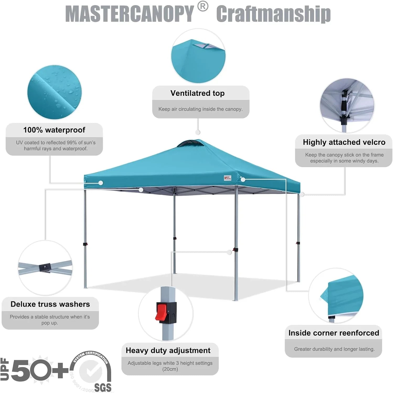 Tente pop-up robuste avec sac à roulettes (10 x 10, noir)