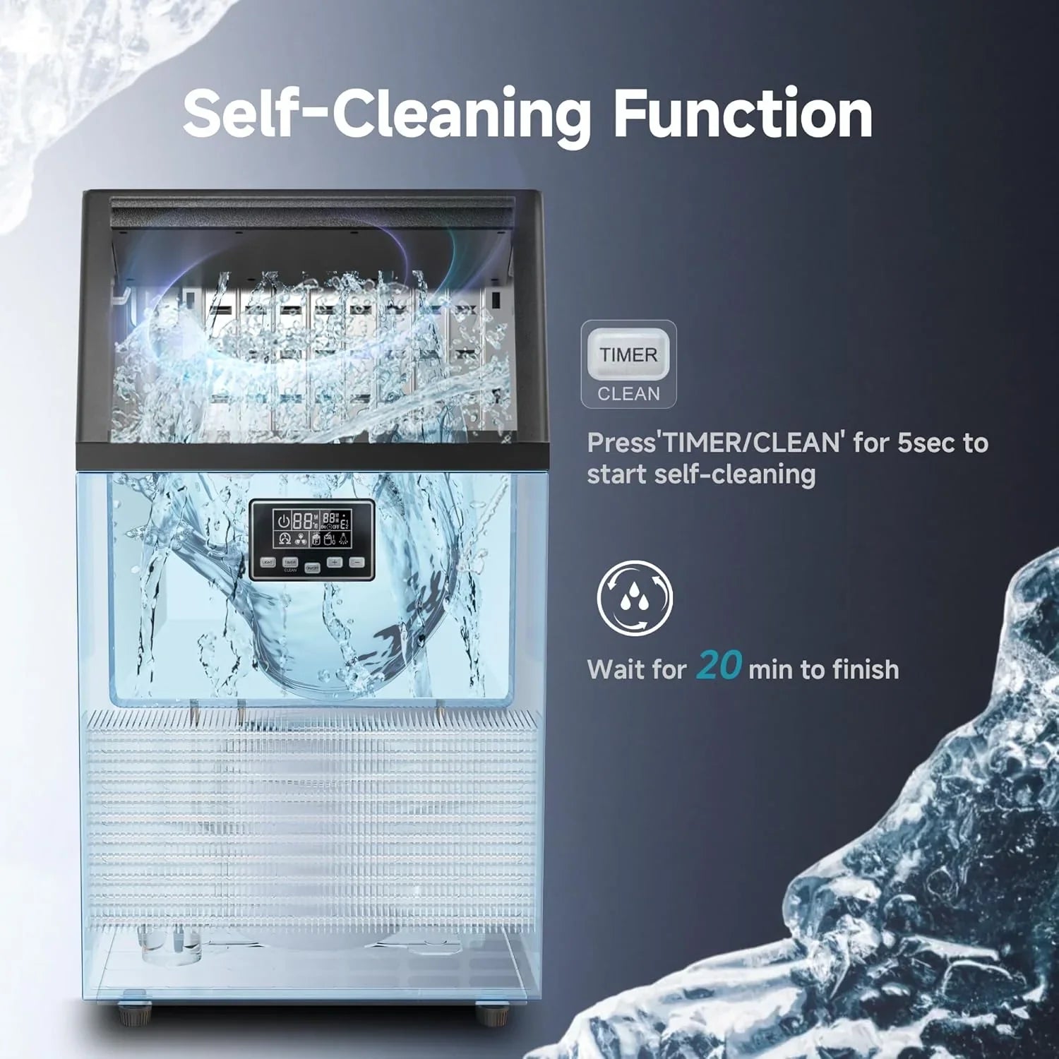 EUHOMY Machine à glaçons commerciale Machine à glaçons sous le comptoir en acier inoxydable Machine à glaçons autonome.