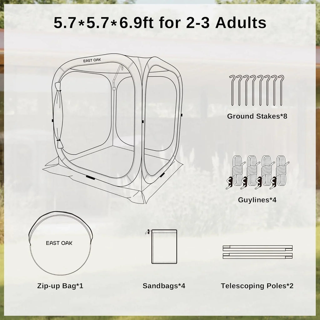 Tente moustiquaire EAST OAK, moustiquaire portable, 3 x 3 m, avec sac de transport