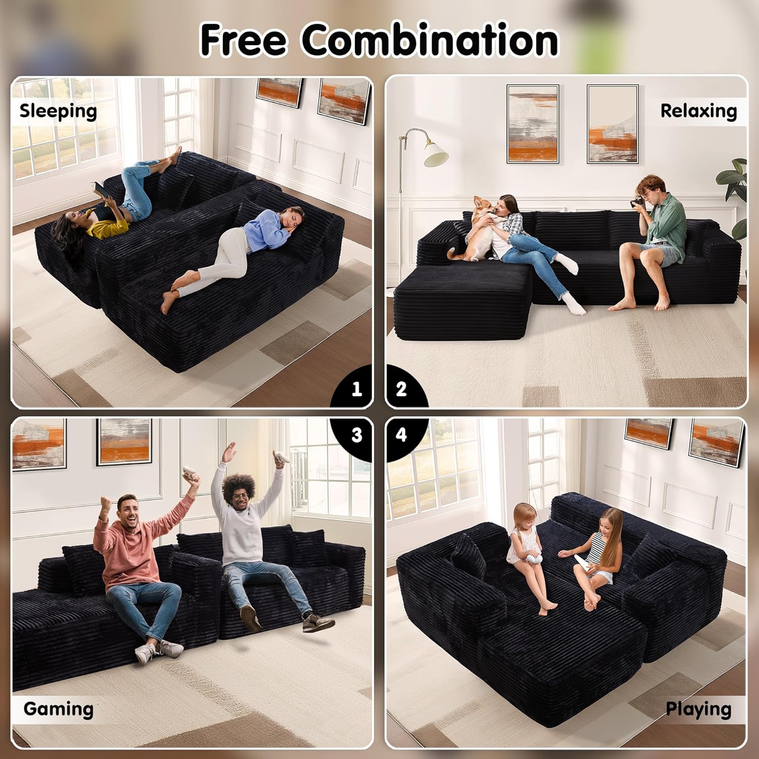 Canapé Ovios 104" Cloud Section Fauteuil en L, canapé modulaire moderne