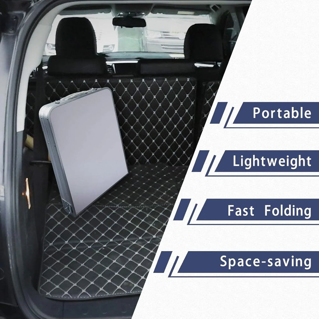 Table pliante d'extérieur en aluminium, légère, réglable en hauteur, avec rangement, pour barbecue, fête, camping